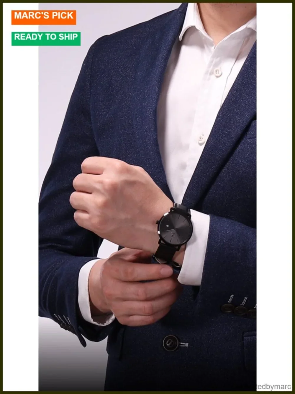Minimalist Waterproof Quartz Wrist Watch with Leather Strap Auto Date